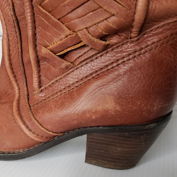 Fossil Womens Red Leather Pull On Boots Heels Size 7 - Picture 10 of 13